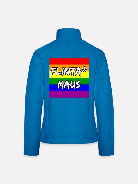 FLINTA MAUS REGENBOGEN PRIDE STATEMENT, CSD - Frauen Softshelljacke - Lichtblau - Hinten