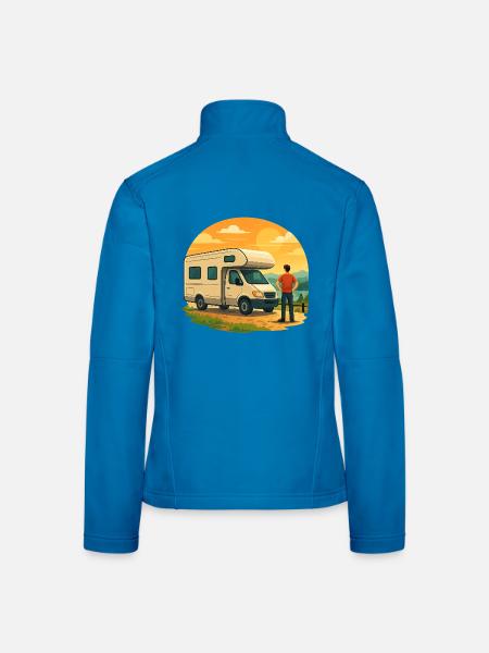 Geschenk zur ersten Tour im Wohnmobil - Frauen Softshelljacke - Lichtblau - Hinten