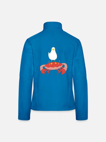 Seemöwe auf Krabbe - Frauen Softshelljacke - Lichtblau