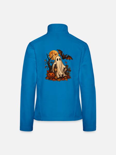 Vintage Halloween: Geist, Kürbis und Fledermaus - Frauen Softshelljacke - Lichtblau