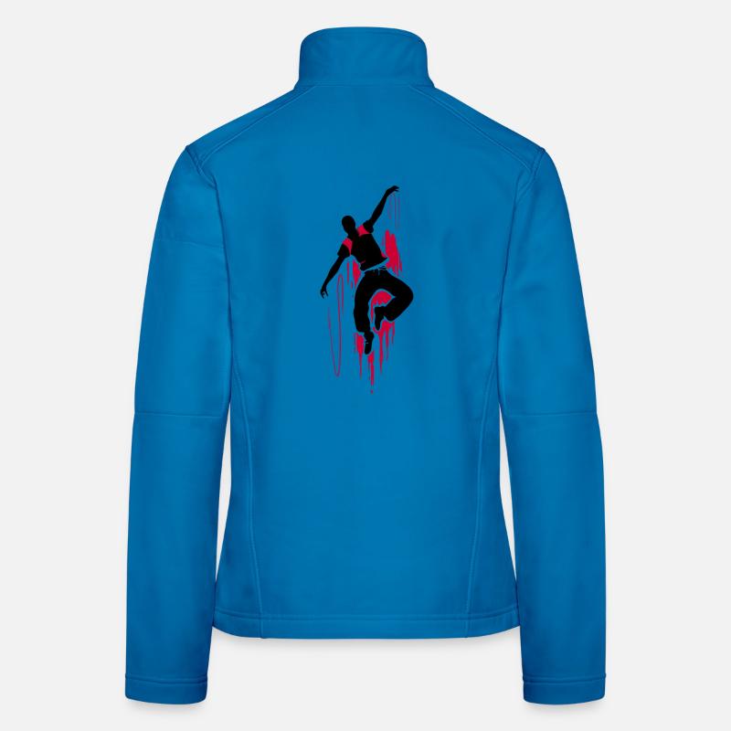 Breakdancer Dancer Silhouette en Rouge Noir Veste en tissu softshell Femme