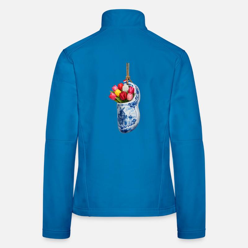 Tulips in blue Delft clog Women's Softshell Jacket