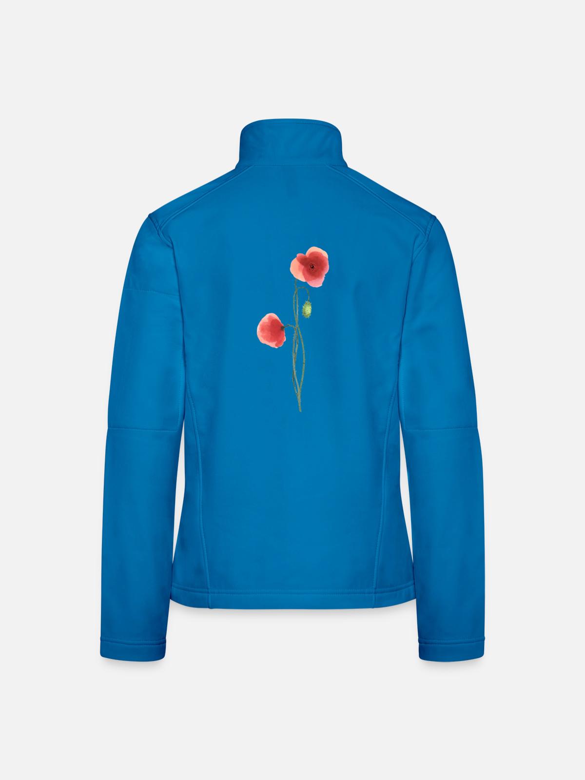Flower: red poppy - Women's Softshell Jacket - light blue - Back