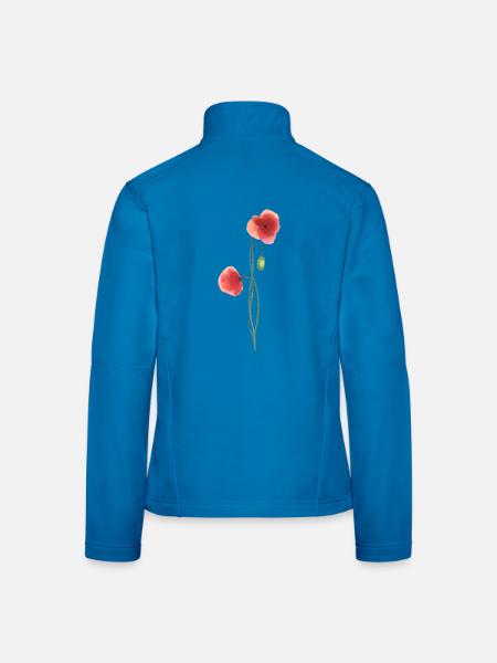 Blume: roter Mohn - Frauen Softshelljacke - Lichtblau - Hinten