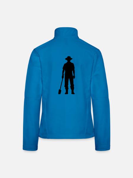 Farmer mit Spaten Silhouette - Frauen Softshelljacke - Lichtblau - Hinten
