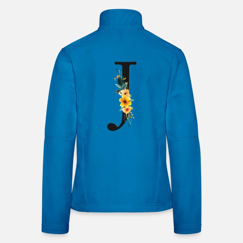 J Monogram, Floral, Personalizable Women's Softshell Jacket