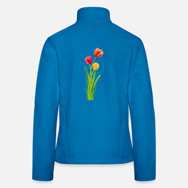 Three brightly coloured tulips as a spring bouquet Women's Softshell Jacket