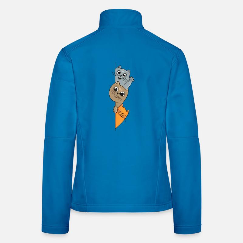 Playful Cartoon Cats on Vertical Split Women's Softshell Jacket