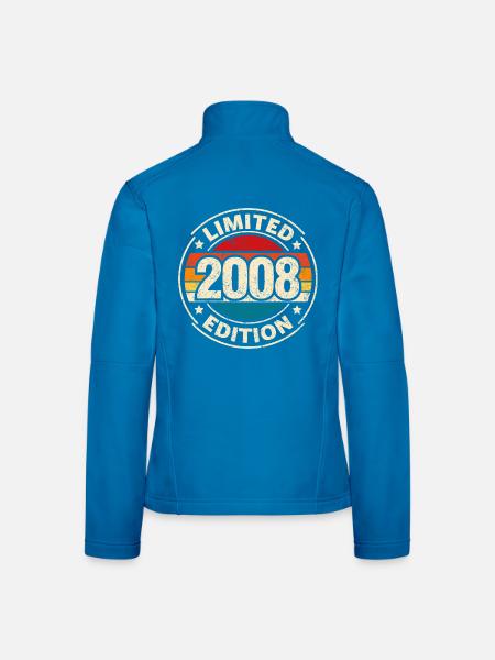 Vintage 2008 – 18. Geburtstag Meilenstein Design - Frauen Softshelljacke - Lichtblau - Hinten