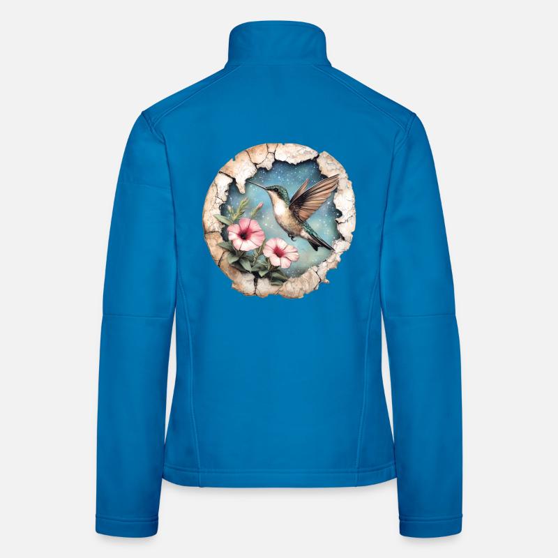 Colibri avec des fleurs Veste en tissu softshell Femme