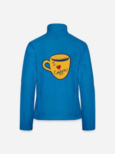Ich liebe handgezeichnete Kaffeetasse - Frauen Softshelljacke - Lichtblau - Hinten