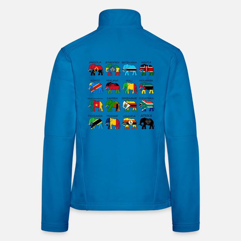 ELEFANTEN AFRIKAS mit Flaggen - Frauen Softshelljacke - Lichtblau