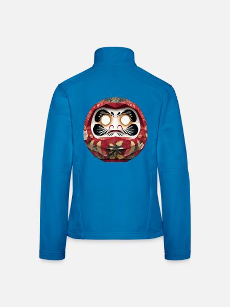 Blumenkreis-Daruma im Feststil Daruma Origami - Frauen Softshelljacke - Lichtblau - Hinten