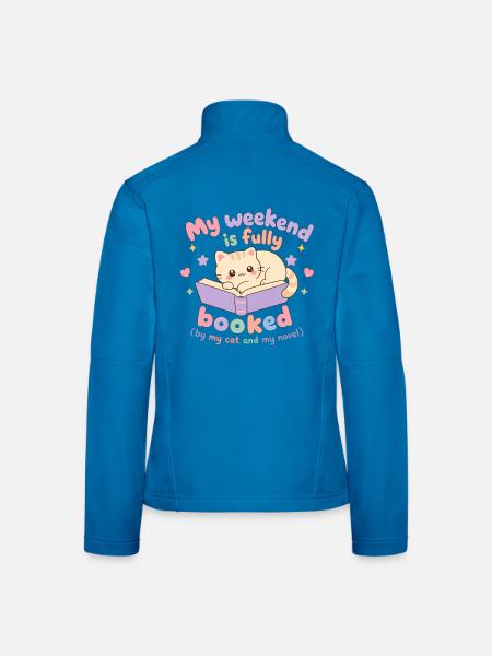 Bücherwurm-Katzen-Mama-Buch Tok Reading - Frauen Softshelljacke - Lichtblau - Hinten