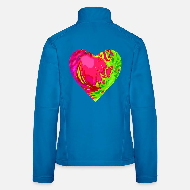 Psychedelisches Herzfarben Muster Frauen Softshelljacke
