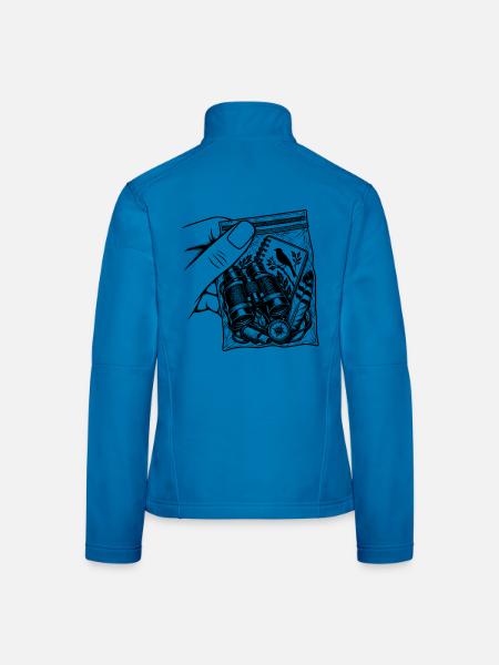 Ornithologie-Sucht – Zwillingsvogelbeutel - Frauen Softshelljacke - Lichtblau - Hinten