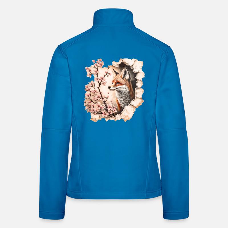 Fuchs mit Kirschblüten Frauen Softshelljacke