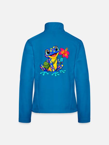 Bunter Frosch Hibiskus - Frauen Softshelljacke - Lichtblau