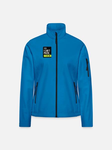 Mama, ich kann nicht pausieren. Es ist online. - Frauen Softshelljacke - Lichtblau - Vorne