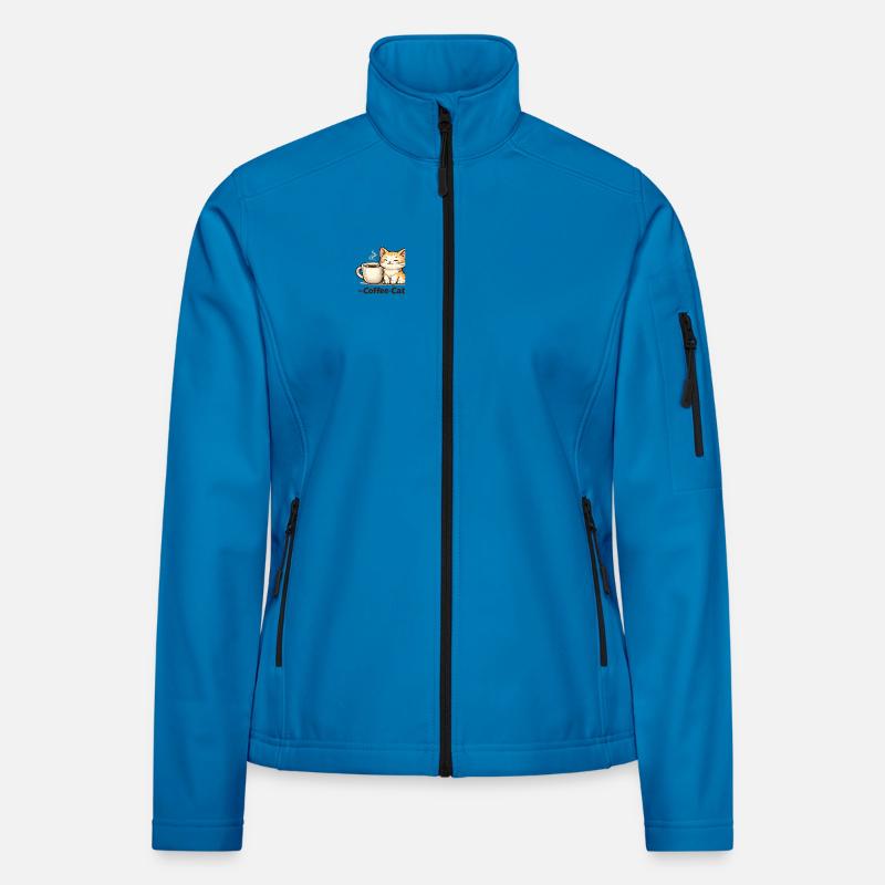 Kaffee-Kätzchen Illustration Frauen Softshelljacke