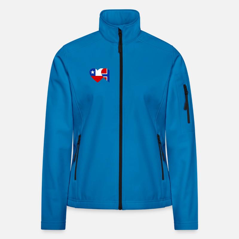 Chile Norway Flag Heart Women's Softshell Jacket