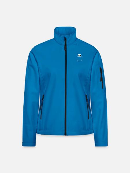 Coole Katze in Brusttasche - Frauen Softshelljacke - Lichtblau