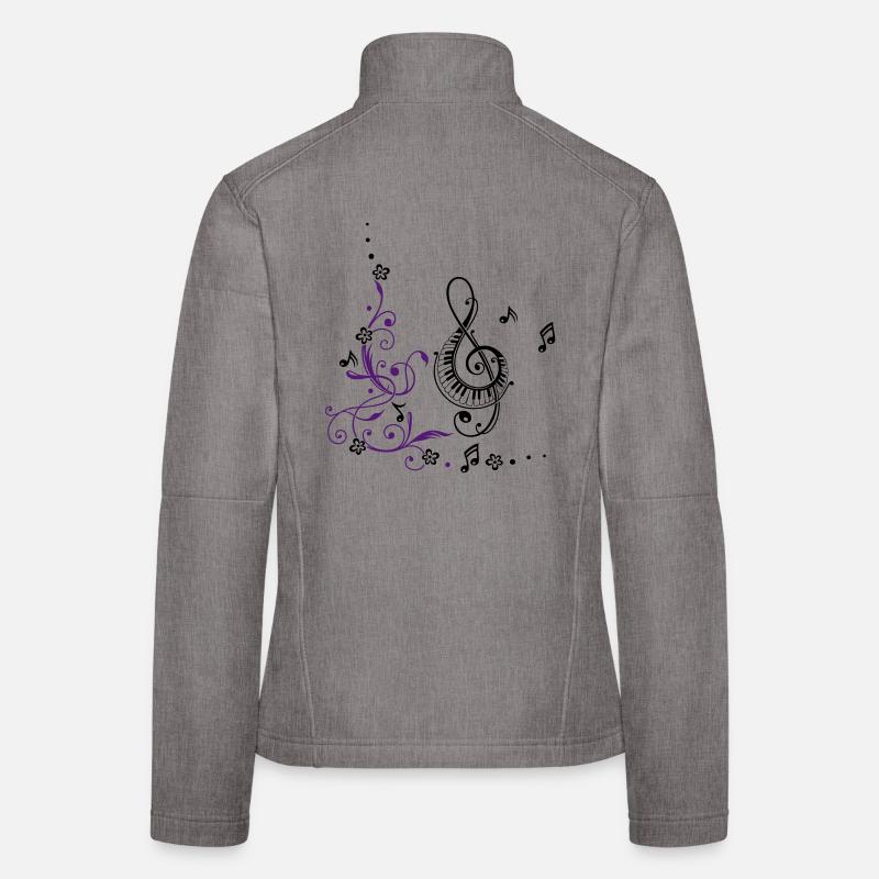 Clef with music notes and floral elements Women's Softshell Jacket