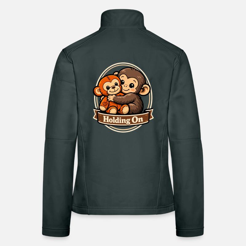 Ängstlicher Affe Kuscheltier Herz Frauen Softshelljacke