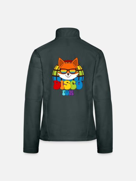 Disco Fox Discokugel Fuchs Sonnenbrille Discofox - Frauen Softshelljacke - Grau meliert - Hinten