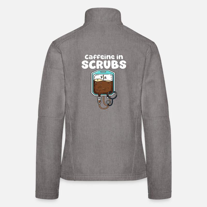CAFFEINE IN SCRUBS - NURSE GIFT - Women's Softshell Jacket - heather grey