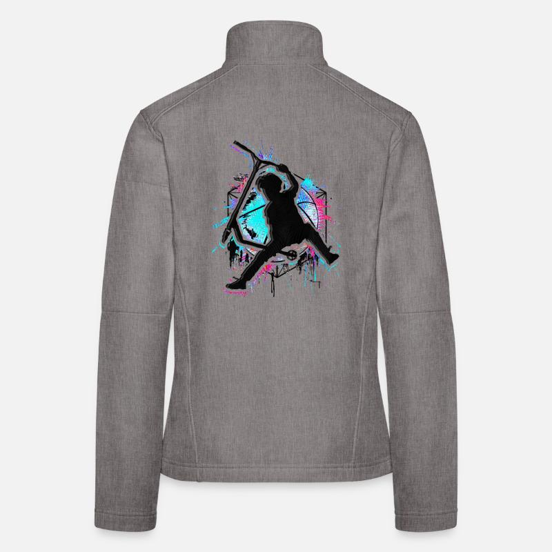 Bunter Stunt Scooter - Farbiger Stuntscooter - Frauen Softshelljacke - Grau meliert
