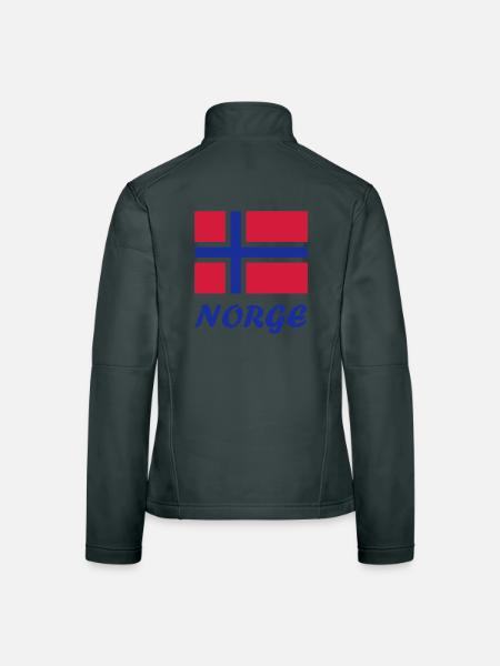 Norwegische Flagge - Frauen Softshelljacke - Grau meliert - Hinten