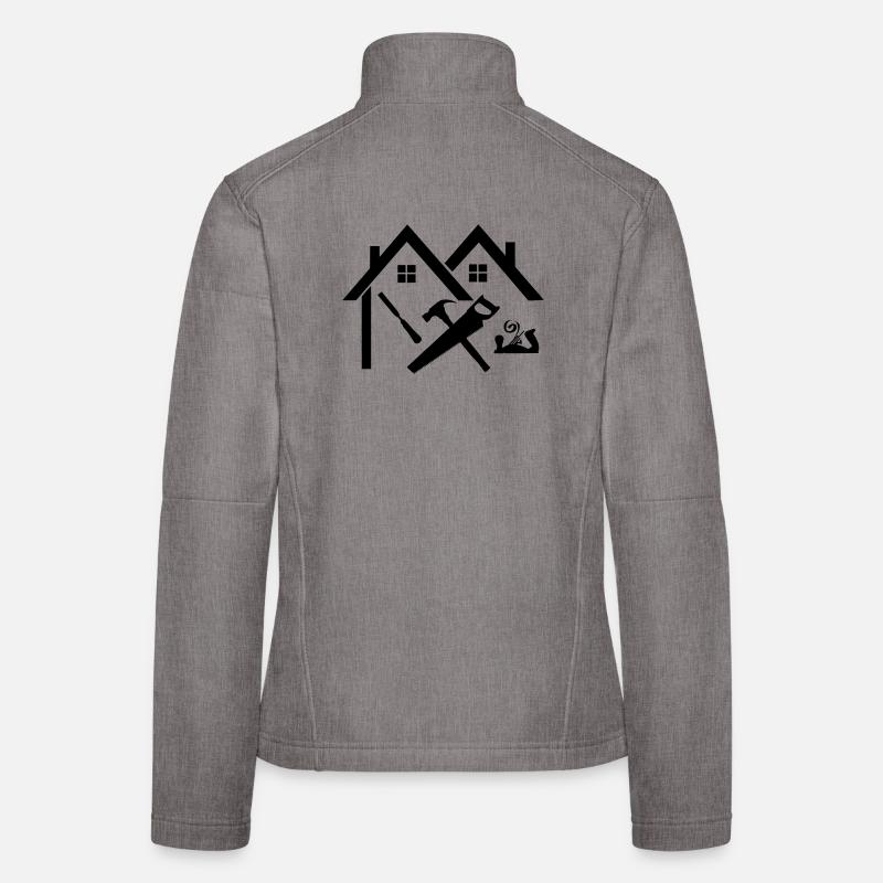 Logo charpentier maison scie à ciseau et raboteuse Veste en tissu softshell Femme