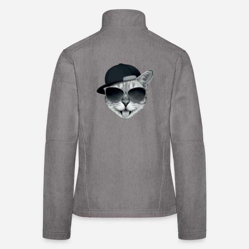 Coole Katze mit Kappe – lustiges Kätzchen mit Sonnenbrille - Frauen Softshelljacke - Grau meliert