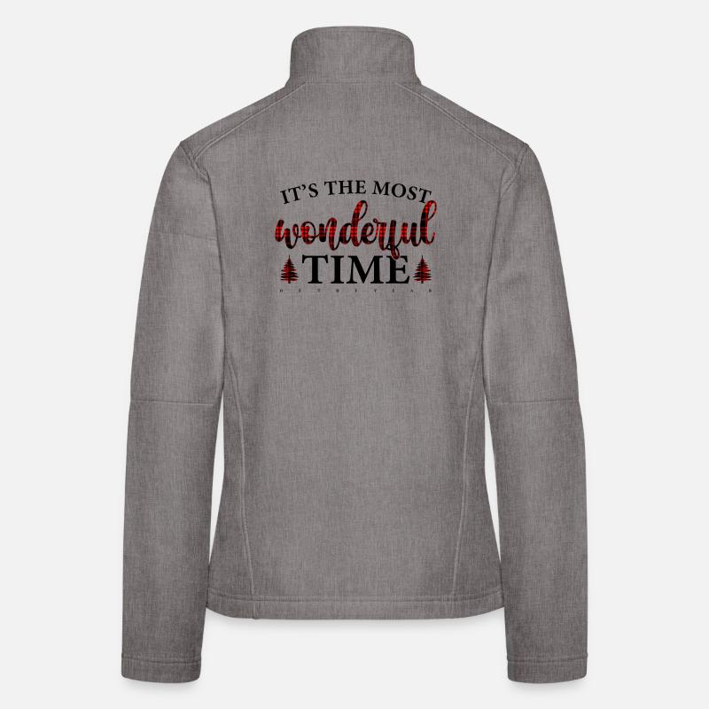 Crimson Plaid Script on Black Women's Softshell Jacket