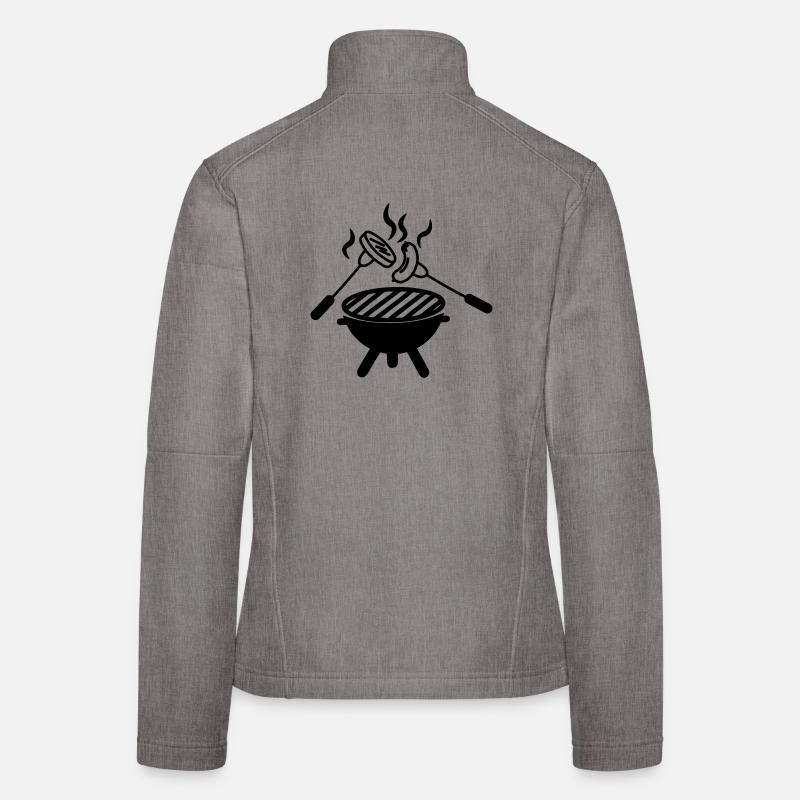 BBQ-Grill darüber Gabeln mit Wurst Frauen Softshelljacke