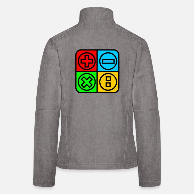 Calculate logo with four emblems color black outlined Women's Softshell Jacket