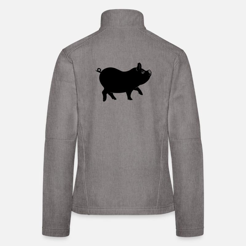 Pig shadow figure with curly tail Women's Softshell Jacket