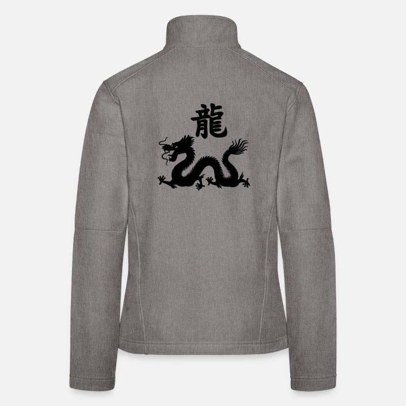 Chinesisches Schriftzeichen Drache mit Drachenbild Frauen Softshelljacke