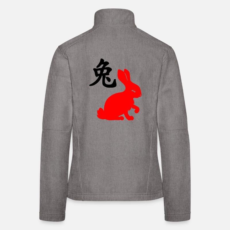 Chinese character rabbit with red rabbit Women's Softshell Jacket