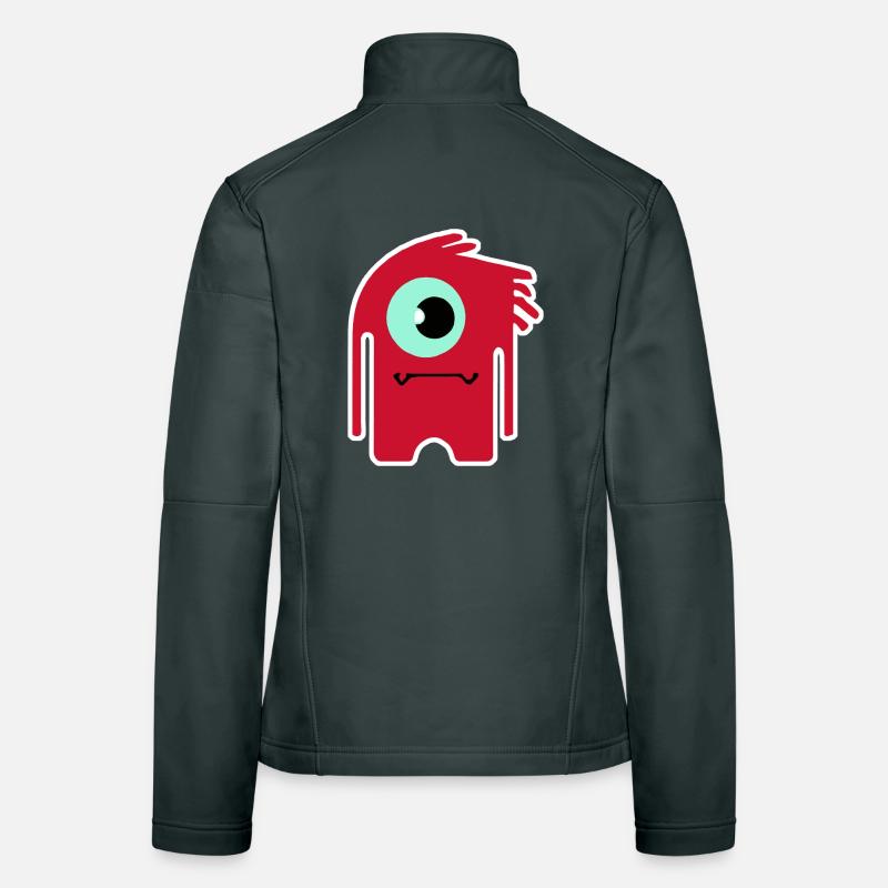 Rotes Zyklopenmonster | Lustiger Chibi-Alien Frauen Softshelljacke