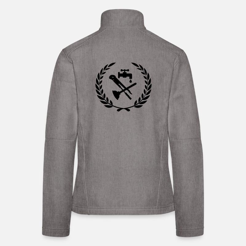 Tools for plumber in laurel wreath. Women's Softshell Jacket