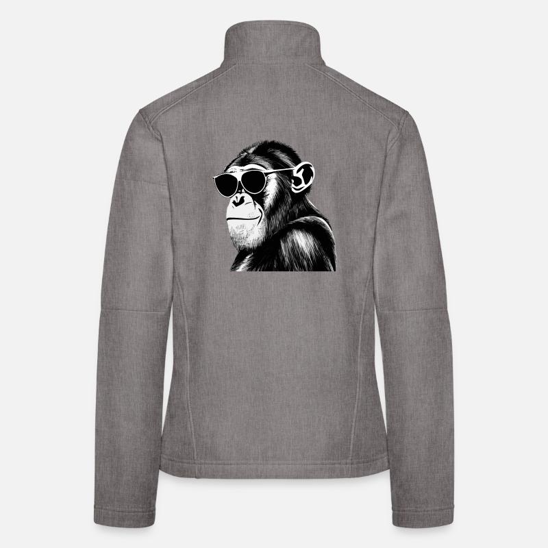 Chimpanzé cool | Portrait de lunettes de soleil en forme de singe Veste en tissu softshell Femme