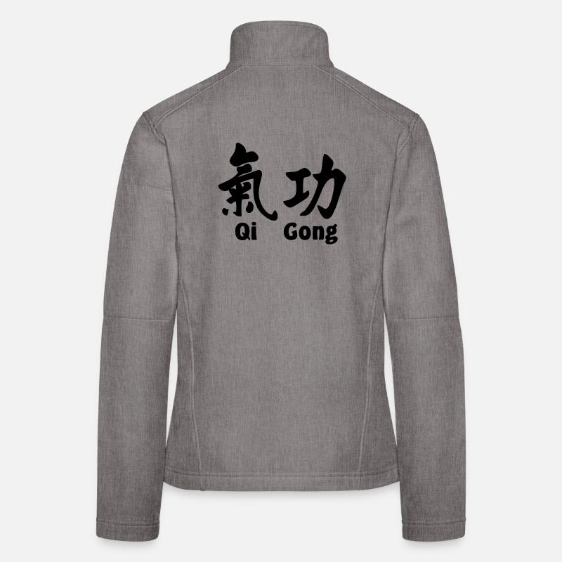 QI gong script avec texte horizontal Veste en tissu softshell Femme
