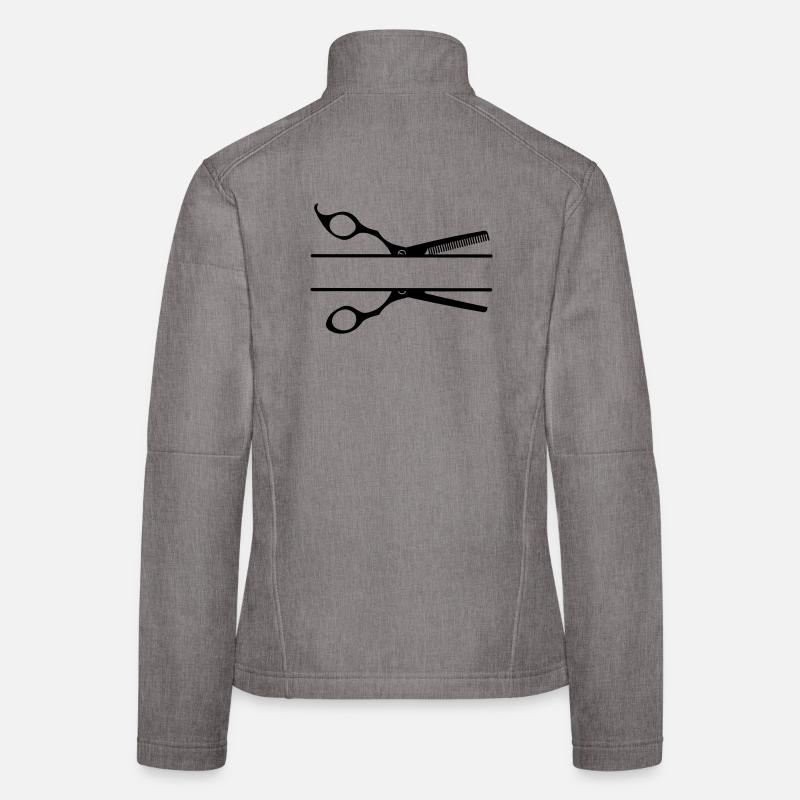 Text banner logo friseurkamm schere Frauen Softshelljacke