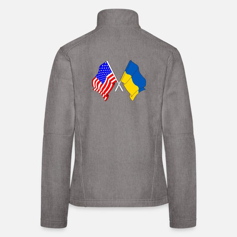 Drapeau des États-Unis et drapeau de l’Ukraine Veste en tissu softshell Femme