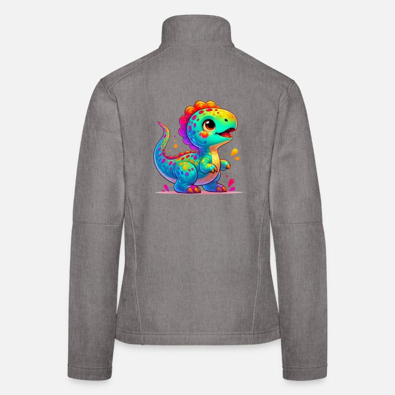 Dinosaurier - Frauen Softshelljacke - Grau meliert