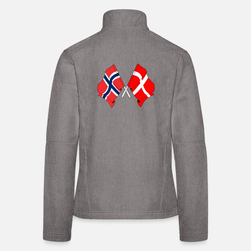 Drapeau de la Norvège, drapeau du Danemark Veste en tissu softshell Femme