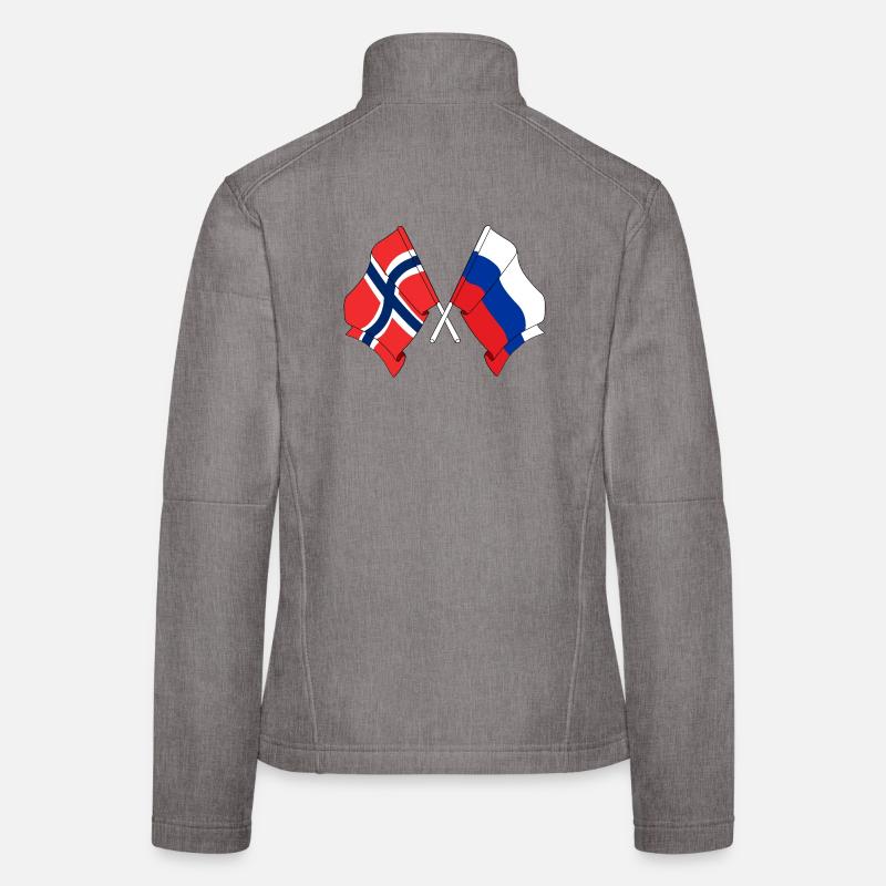 Drapeau de la Norvège, drapeau de la Russie Veste en tissu softshell Femme