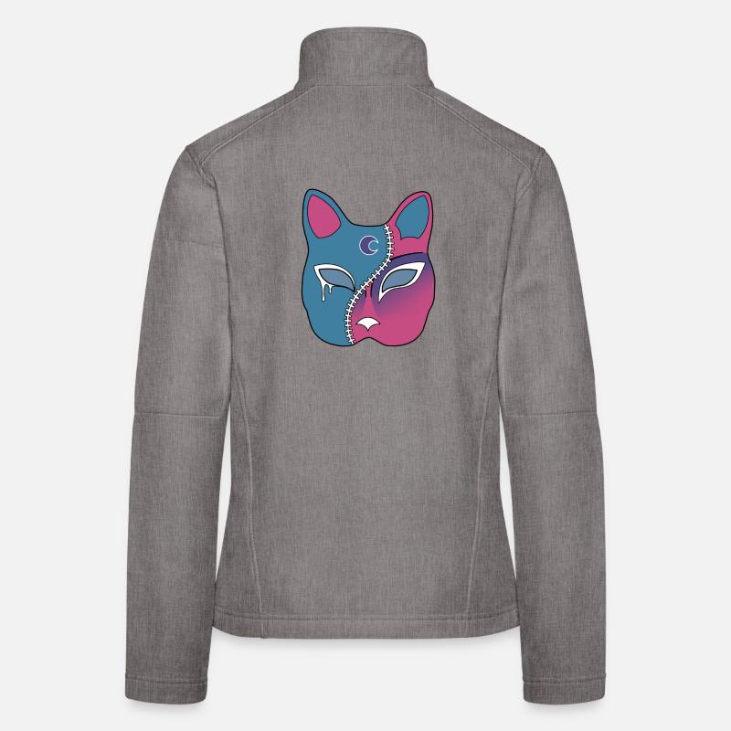 Zip Face Franken Neko Mask - Women's Softshell Jacket - heather grey